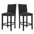 Kd Cuna Counter Height Fabric Upholstered Dining Chair with Nailhead Trim, Charcoal - Set of 2 KD2582661